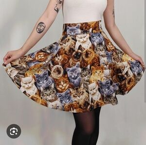 Retrolicious Cat Print Skater Skirt, Large